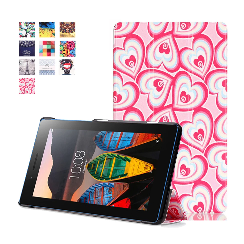 Тонкий кожаный чехол подставка с принтом оболочка для Lenovo Tab3 7 Essential TB3 710F 710I +