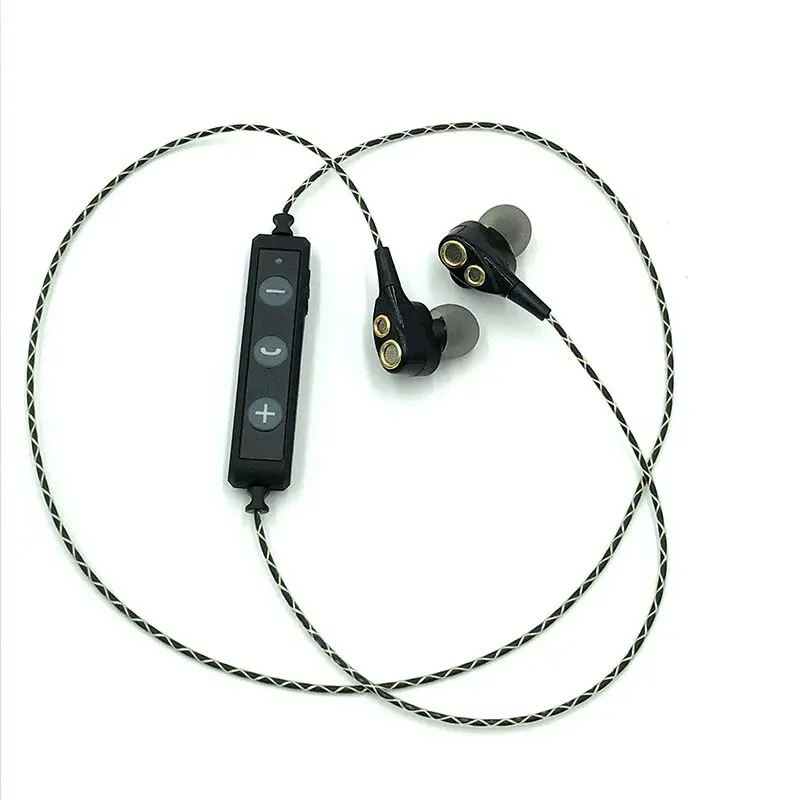 

Double Moving Coil Hifi Bass Bluetooth 4.1 Earphones With Mic Noise Reduction Volume Control for iPhone Android