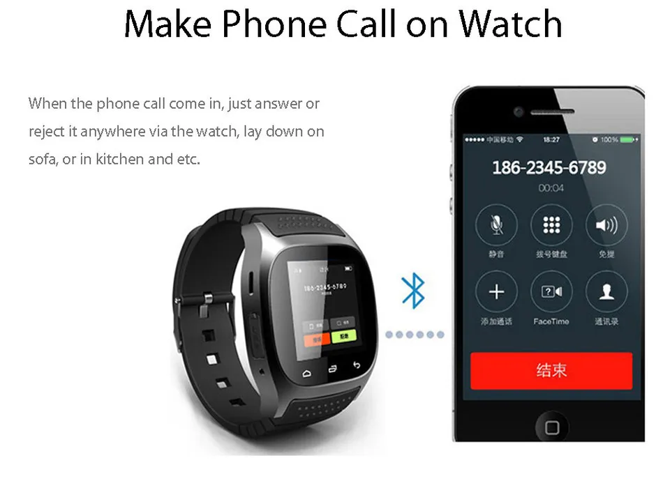 Stepfly Спортивные Bluetooth Смарт часы Роскошные наручные часы M26 с циферблатом SMS напоминают шагомер для IOS Android PK U8