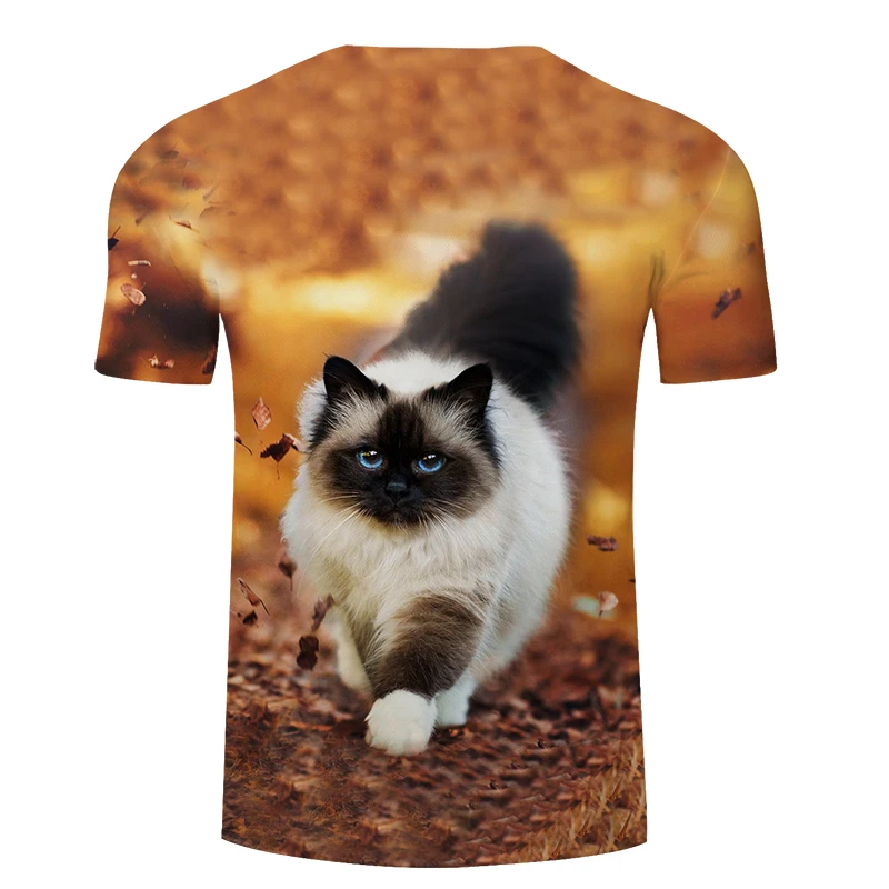 Новая модная футболка с 3D принтом животных кошек женская в стиле Харадзюку
