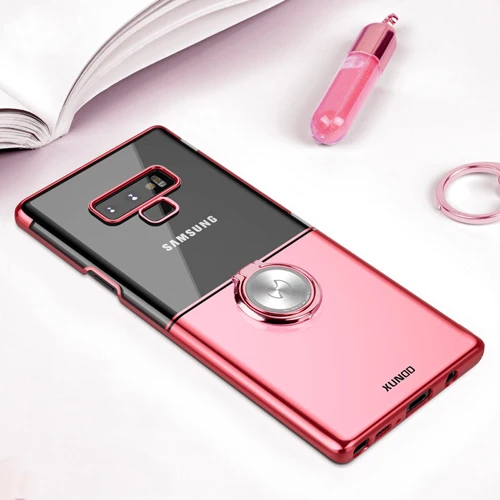 rose gold Xundd магнитный автомобильный держатель чехол для samsung galaxy Note 9 Note 8 жесткая задняя панель из поликарбоната оболочка для galaxy Note 9 чехол с кольцевой пряжкой - Цвет: rose gold