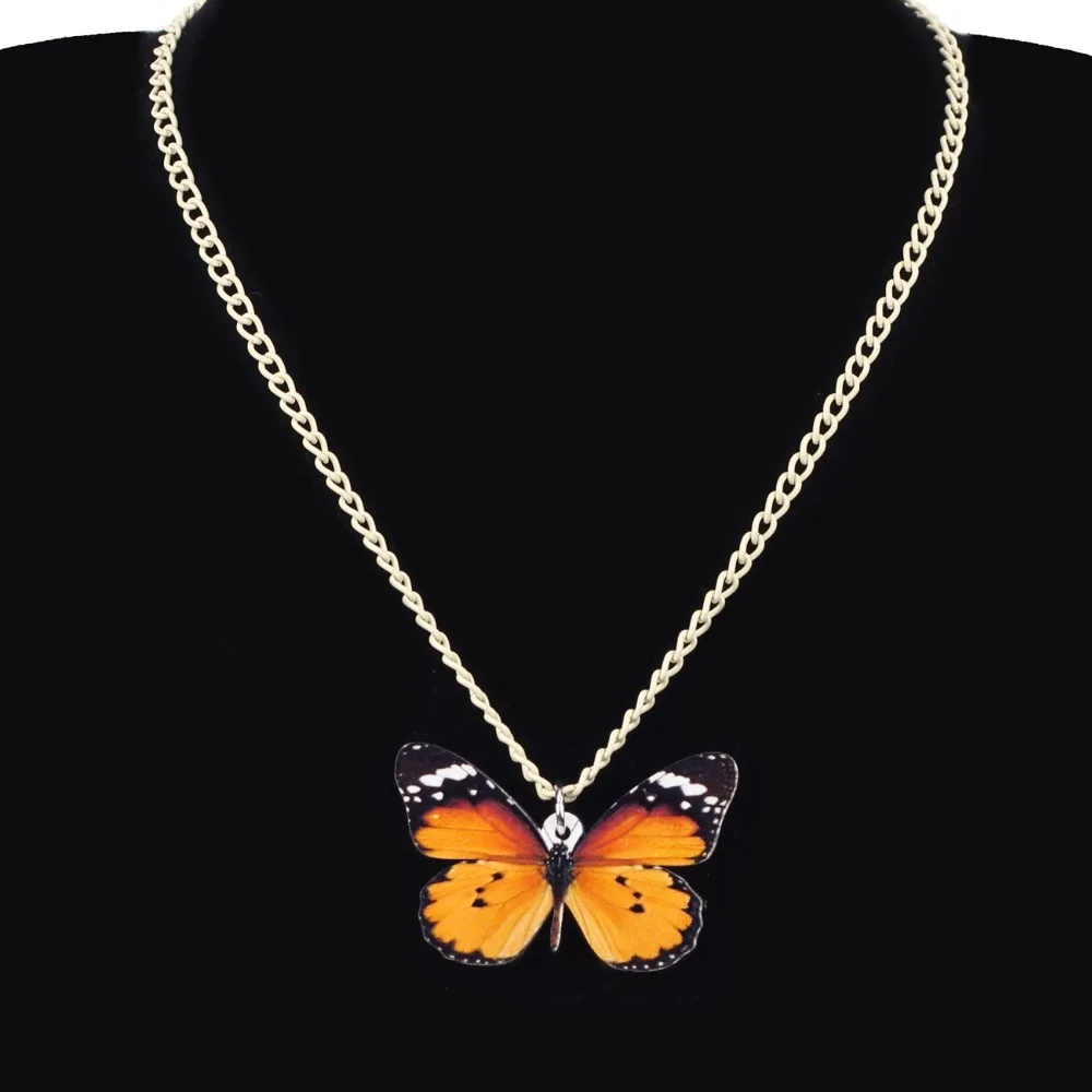 Bonsny акриловые украшения Danaus Chrysippus Бабочка подвеска цепочка воротник животные