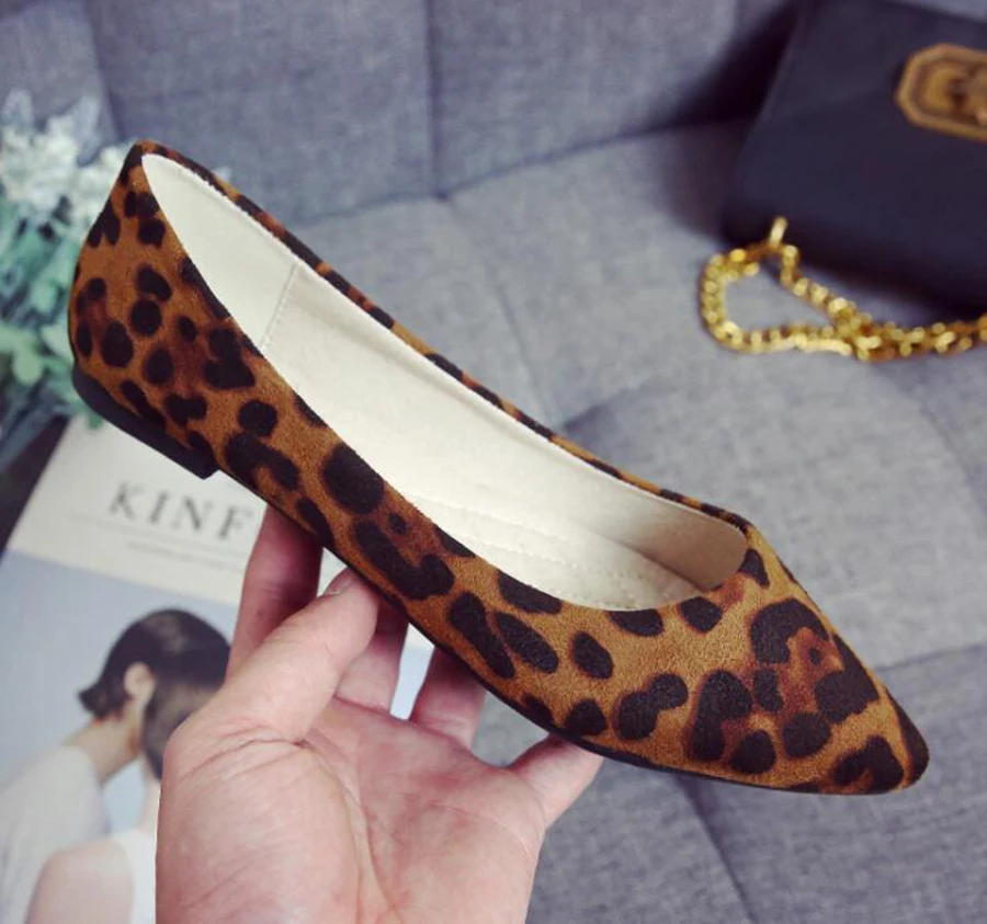

Spring New Flat with Pointed Flat Shoes Korean Fashion Leopard Small Size 33 Shallow Mouth Large Size 43 Single Shoes Women's