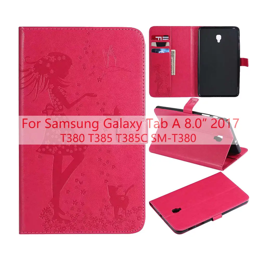 Red Чехол из искусственной кожи для samsung Galaxy Tab A 8,0 T380 T385, мягкая задняя крышка для samsung Galaxy Tab A 8 T387, чехол для планшета - Цвет: Red