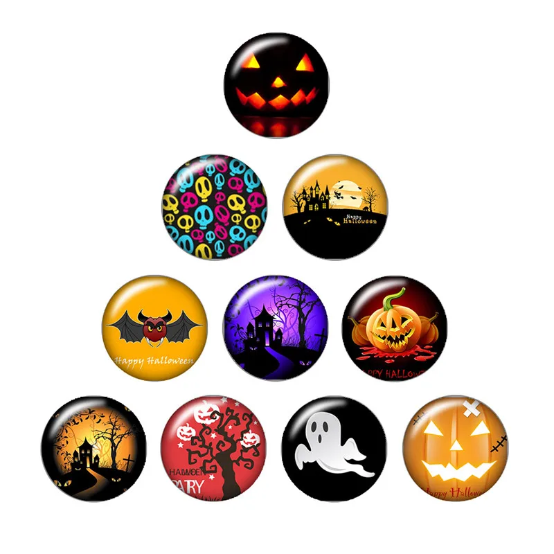 Счастливый Хэллоуин Тыква призрак вампир 10 шт Смешанные 12 мм/18 мм круглые фото