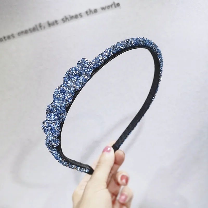 C341 blue Модные резинки для волос в горошек для женщин, стразы, украшение для волос, повязка на голову, Opaska, аксессуары для волос, diademas para el pelo mujer - Цвет: C341 blue