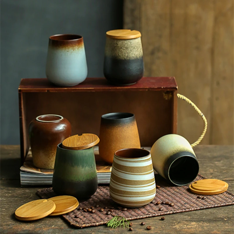 350ml Japanese Style Coffee Cup Vintage Water Ceramic Coarse Pottery Drinkware Milk Fruit Juice Tea Mugs for Creative Gifts | Дом и сад