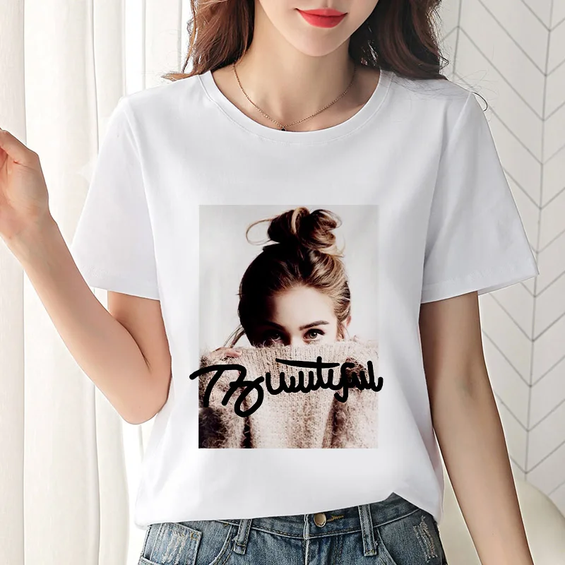 Женская футболка с принтом красивой девушки новинка 2019 летняя в стиле Харадзюку