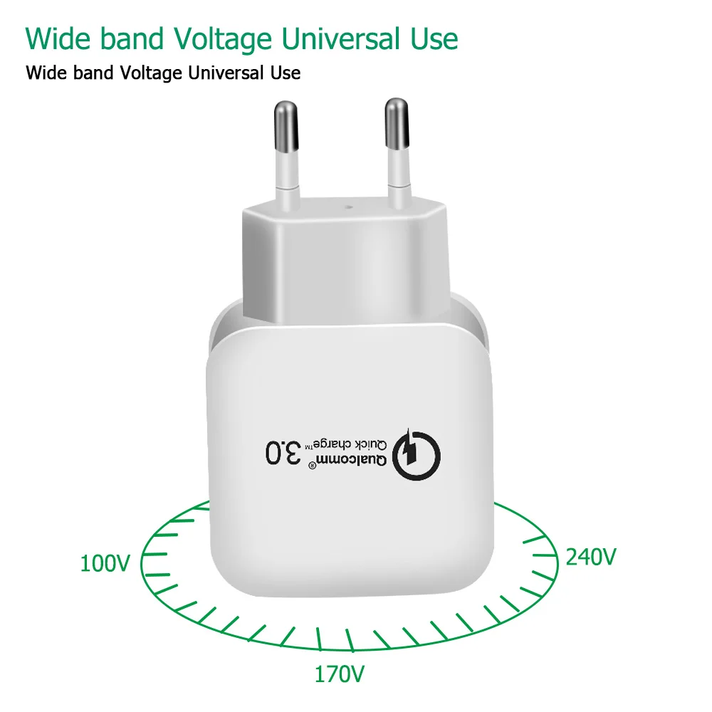 18W Quick Charge 3.0 EU Plug Charger Fast Wall USB Charger Adapter for iphone Huawei Samsung Xiaomi HTC Sony USB Phone Chargers