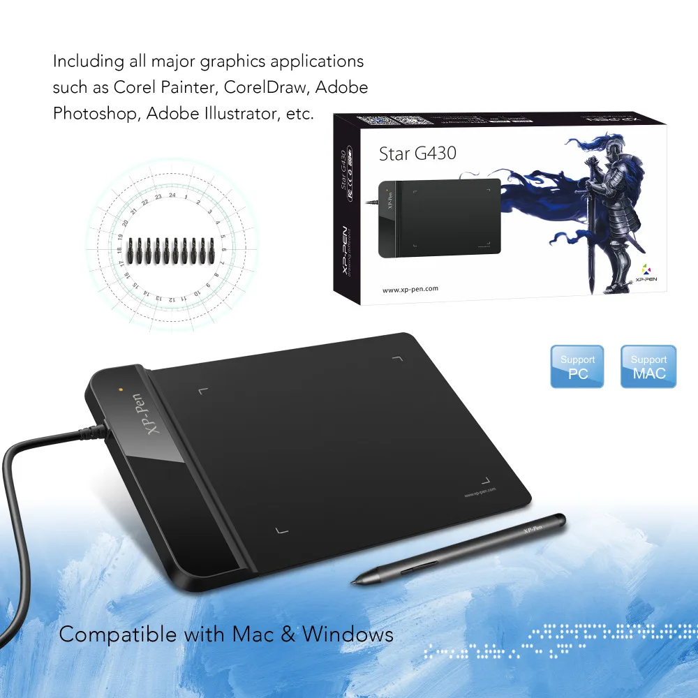 XP Ручка G430 4x3 дюймовый Ультратонкий Графический Рисунок Таблетка для Игры ОГУ и