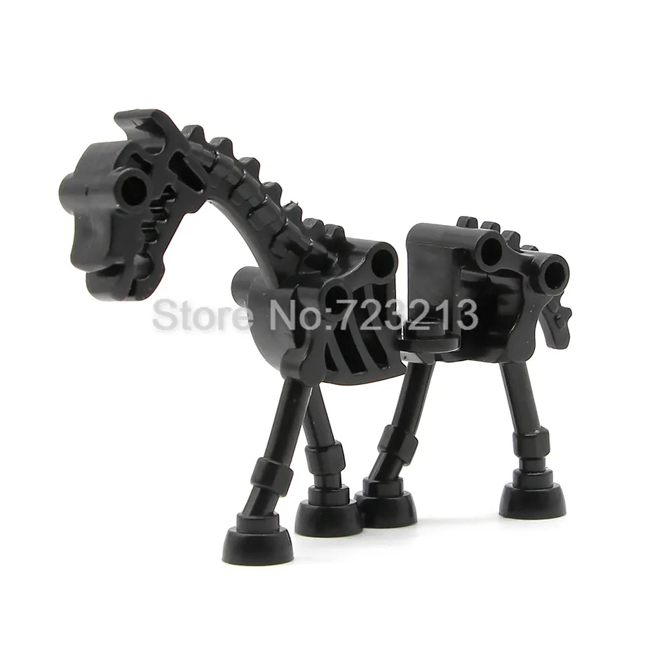 Black Horse Одиночная белый черный скелет рыцарь фигурка лошади череп замок Рыцари армейская модель ниндзя набор строительных блоков комплект кирпичные игрушки - Цвет: Black Horse