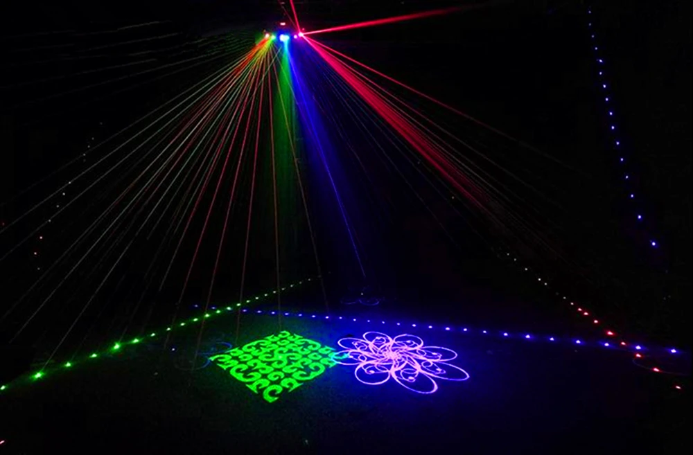 Лазерный светильник с 6 глазами RGB, DMX512, изображение линий, Эффект луча, сканирующий сценический светильник, DJ диско-бар, Рождественский домашний, вечерние, лазерный сканер