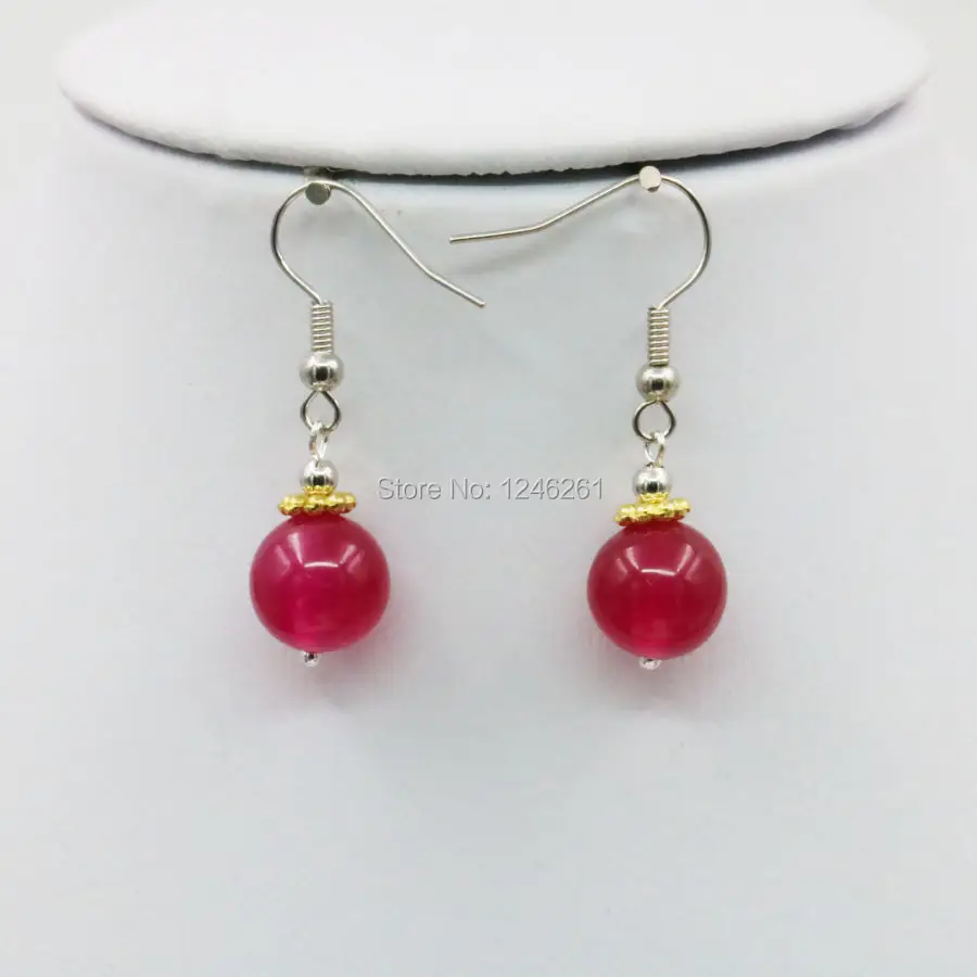 

Red Chalcedony Lucky Natural Stone Earrings Round Beads Drop Earrings Hand Made Fashion Jewelry Making Design Gifts Accessories