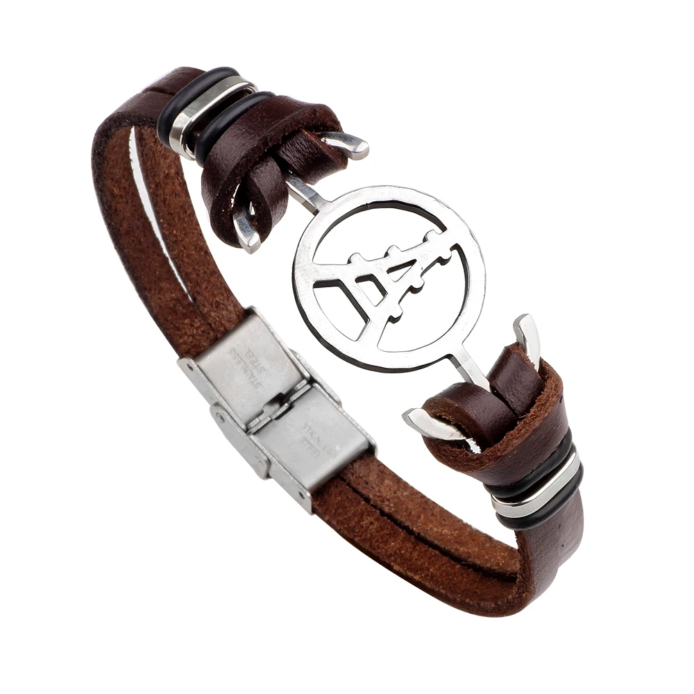 Paris Eiffel Tower Design Stainless Steel Charm Genuine Leather Cuff Bracelets &amp Bangles Women Men Casual Jewelry femme | Украшения и