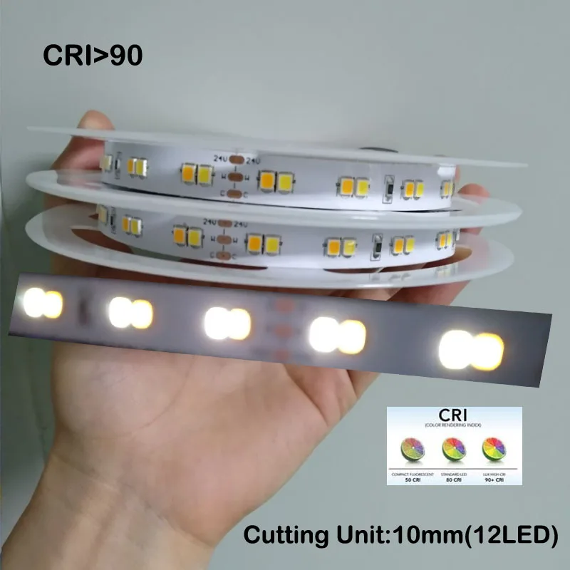 Высокий CRI> 90 5 метров 24V 120 светодиодный двухцветный 3000K 6000K CCT светодиодный светильник белый 0,2 W 2835 SMD СВЕТОДИОДНЫЙ возможно изготовление под заказ