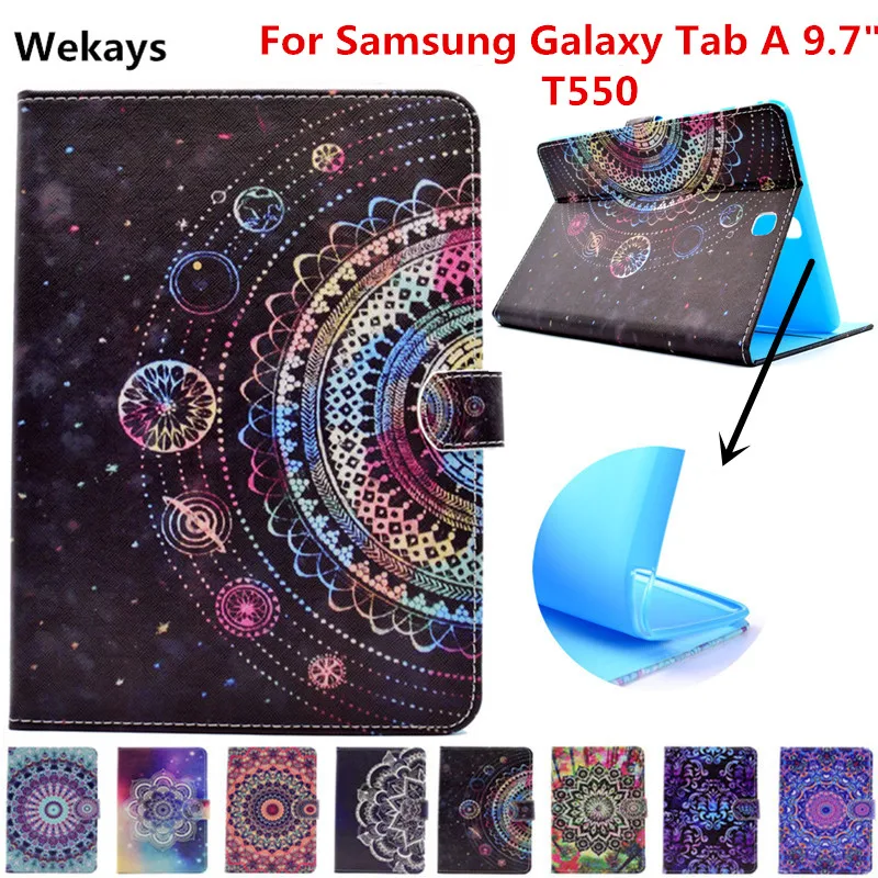 

Wekays For Galaxy Tab A 9.7" T550 Leather Stand Fundas Case For Coque Samsung Galaxy Tab A 9.7 T550 T551 T555 Tablet Cover Cases