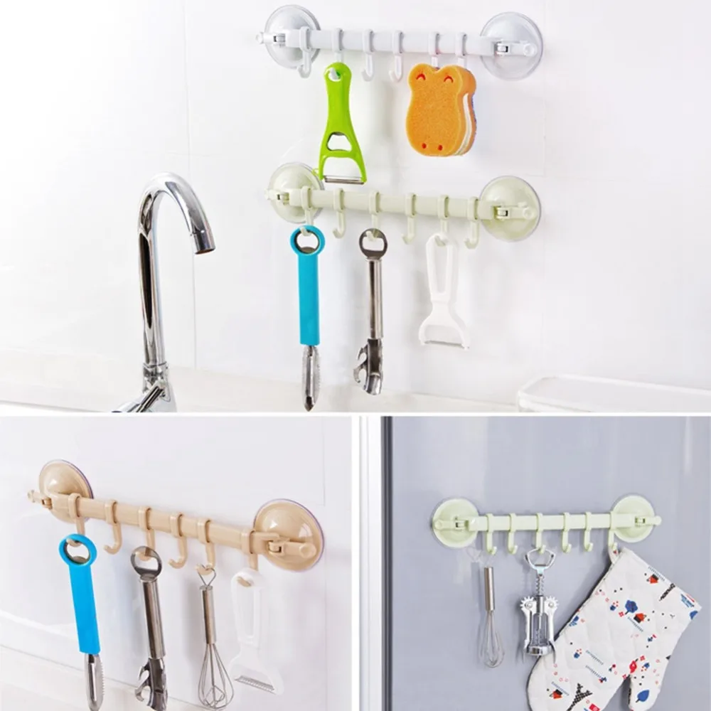 Крючок для кухни ванной ужин Мощность Вакуумный настенный присоска 6 крючок