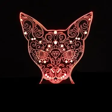 7 красочных милых кошачьих 3D лампочек акриловый светодиодный 3d ночник USB
