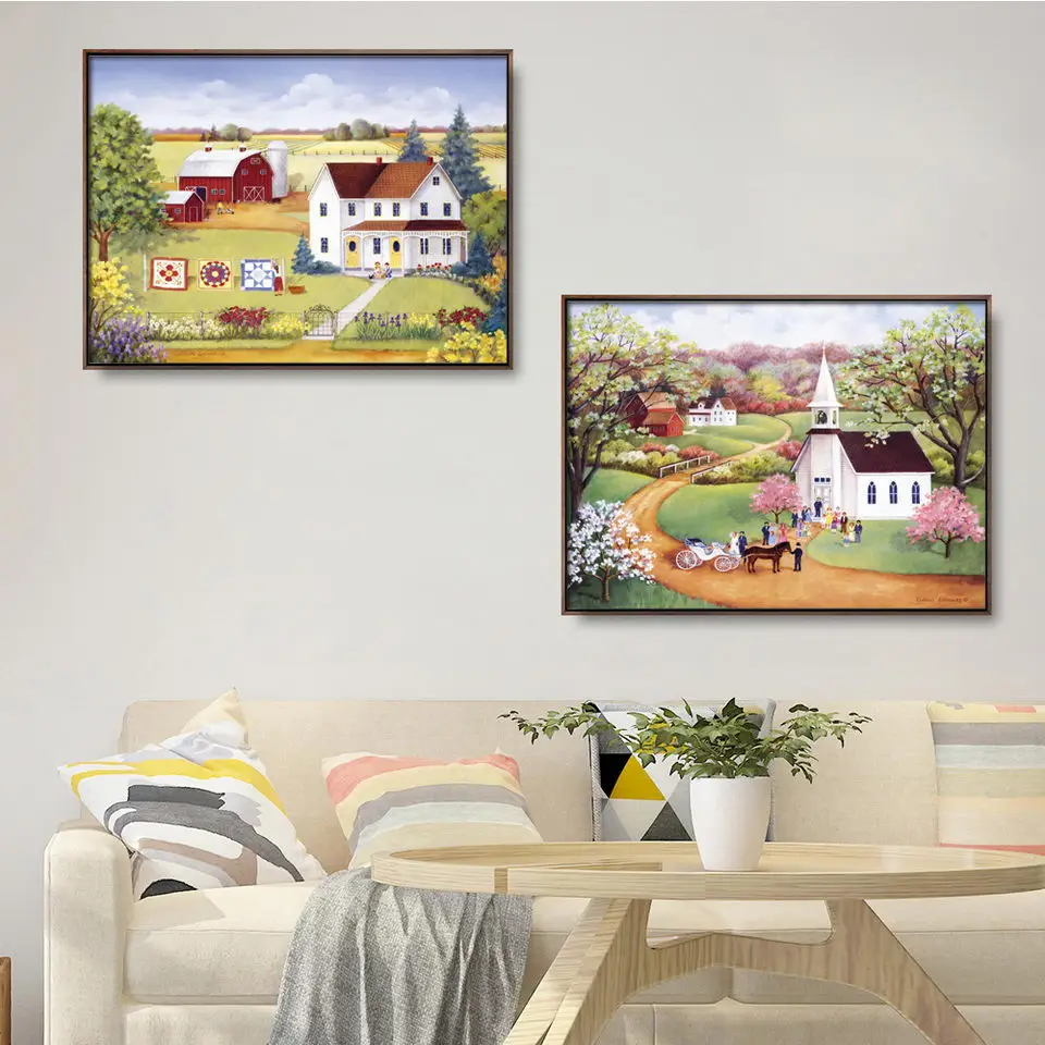 Home Decoration Print Canvas Wall Art Picture Poster Paintings Horizontal Oil Unframed Drawings Bedroom Pastoral scenery Farm | Дом и сад