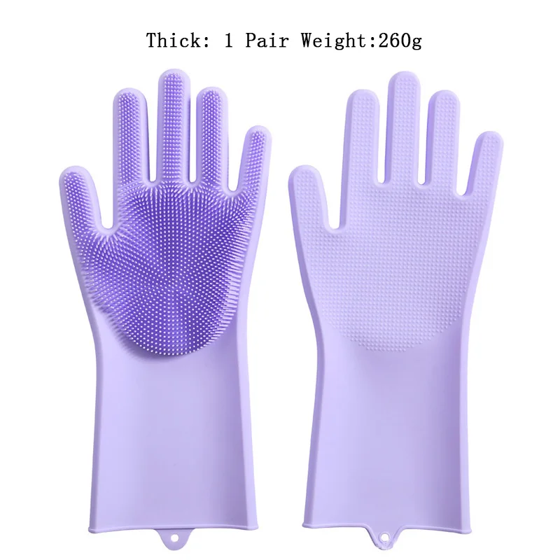 purple thick Силиконовые чистящие перчатки для мытья посуды кухонное рабочее блюдо моющиеся перчатки пылевые термостойкие перчатки для автомобиля или собаки JYST01 - Цвет: purple thick