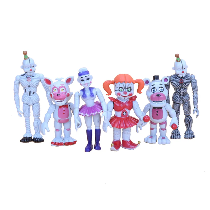 

6Pcs/set 10cm Five Nights At Freddy's fnaf Baby Funtime Foxy Funtime Freddy Ballora Ennard Puppet Plushtrap Chica Action Figures
