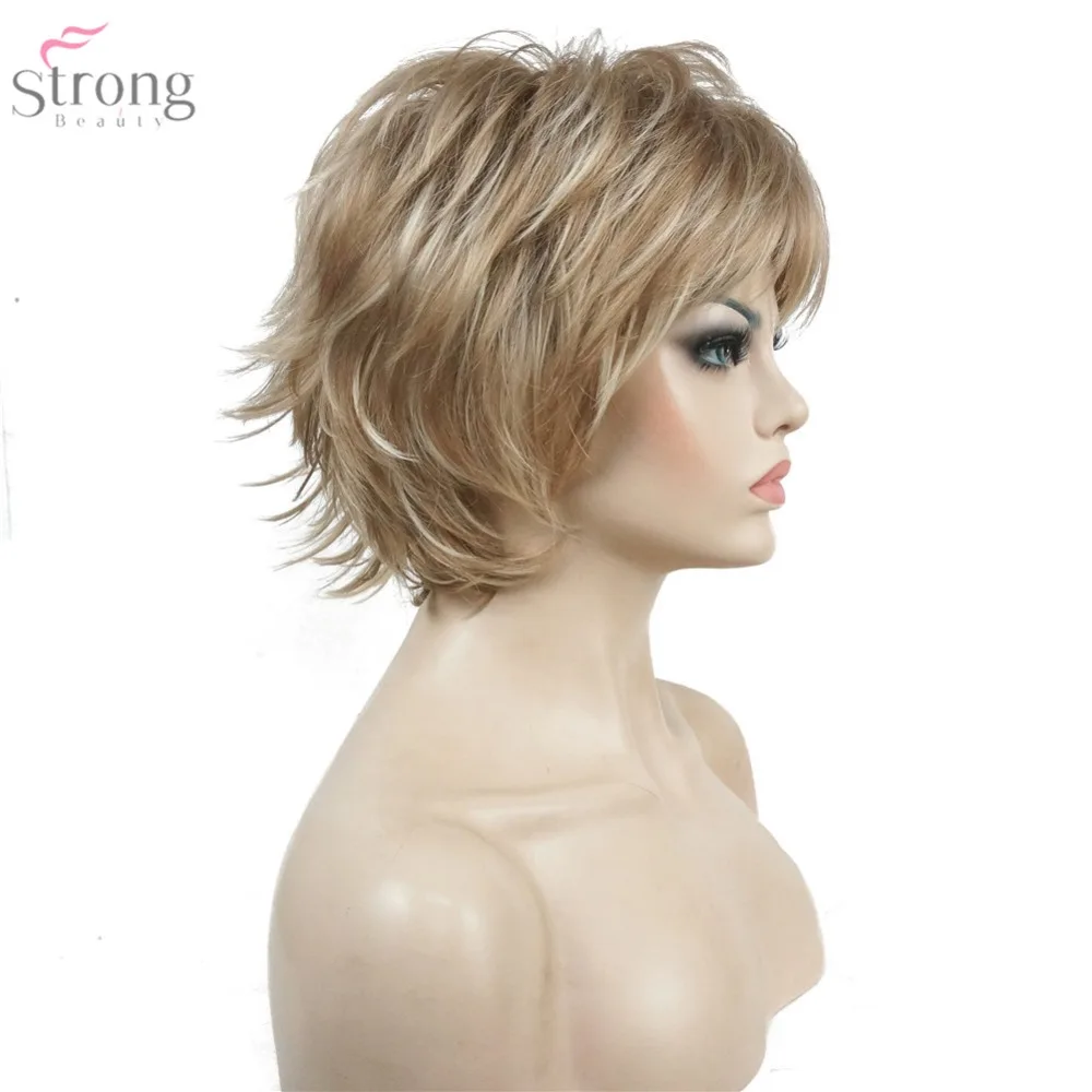 Женский парик StrongBeauty черный/винно красный короткие прямые Многослойные волосы