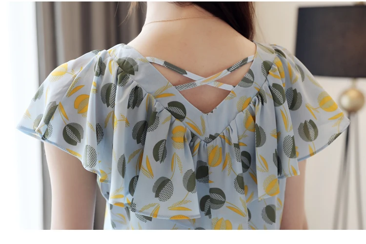 

Blusas mujer de moda 2021 summer blouses short sleeve dot chiffon blouse women womens tops and blouses harajuku shirt 3981 50