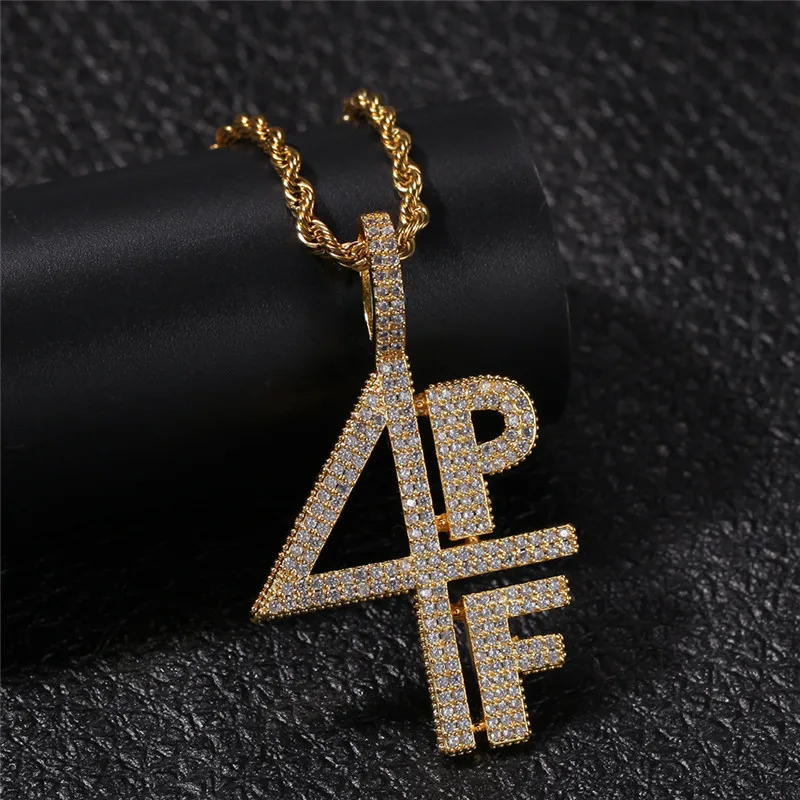 Iced Out Letters Pendant Necklace New Arrival AAA Zircon 2 Colors Men's Charms 4PF Fashion Hip Hop Jewelry | Украшения и