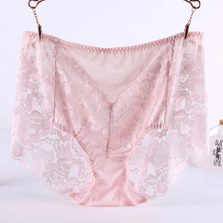 Jerrinut, полностью кружевные трусики для женщин, плюс размер, 2XL, 3XL, 4XL, Прозрачное нижнее белье, трусики с высокой талией, нижнее белье, нижнее белье - Цвет: pink