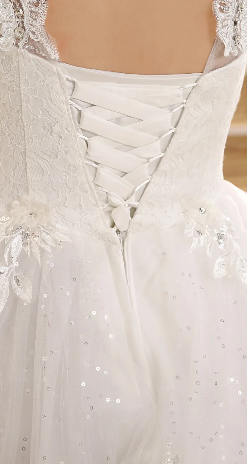 

Real Photo Customized New Koreal Style Wedding Dresses 2020 Luxury Big Train Lace Appliques Bride vestido de noiva Bridal Gowns
