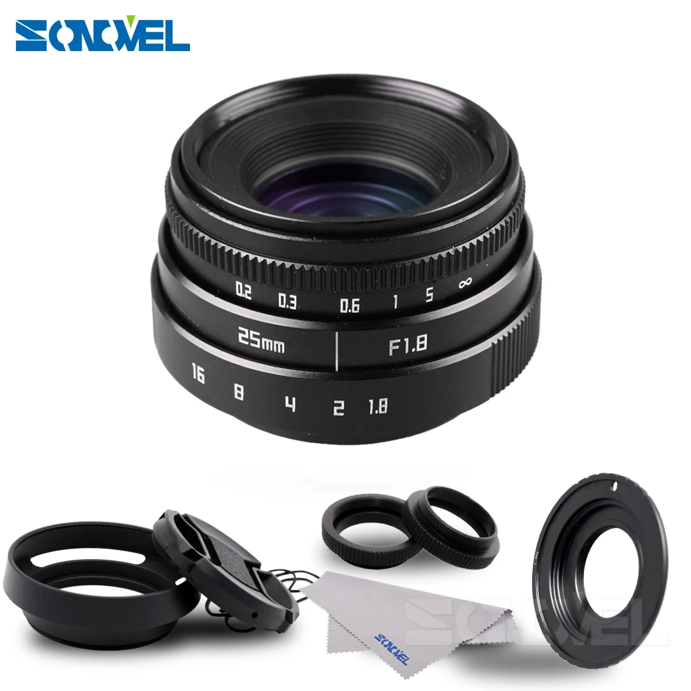 25mm F1.8 APS-C CCTV Lens C Mount+Hood For Olympus Panasonic
