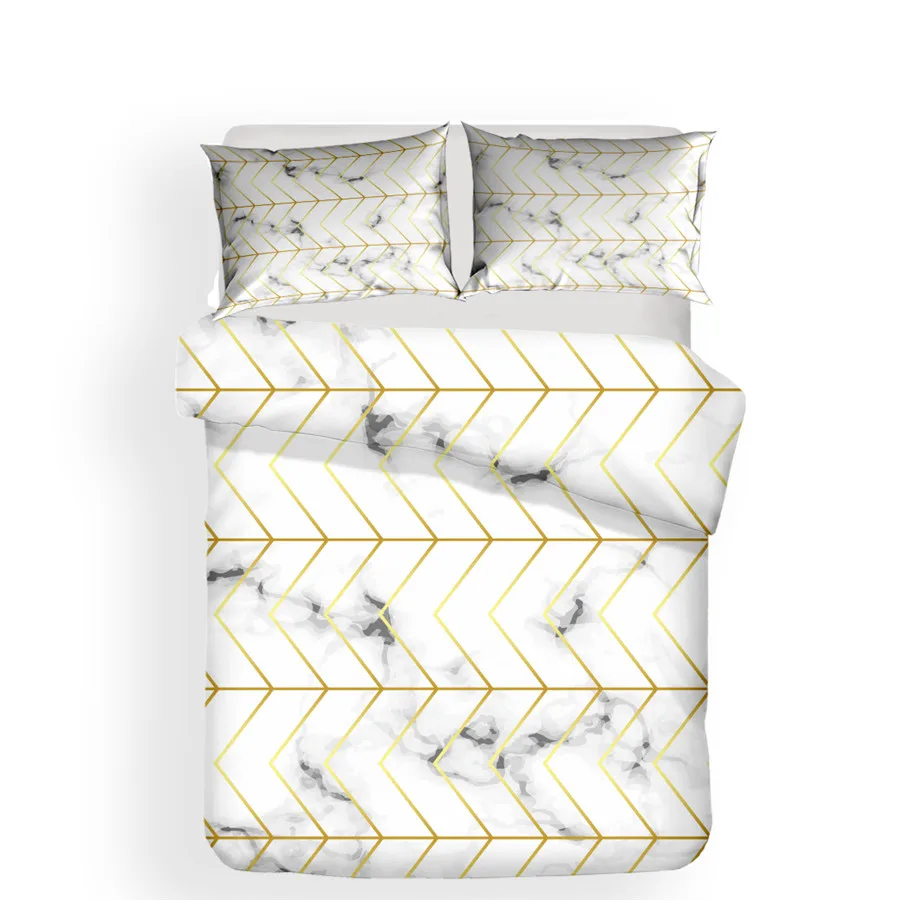 

HELENGILI 3D Bedding Set Geometric Marble Print Duvet Cover Set Bedcloth with Pillowcase Bed Set Home Textiles #JH-03
