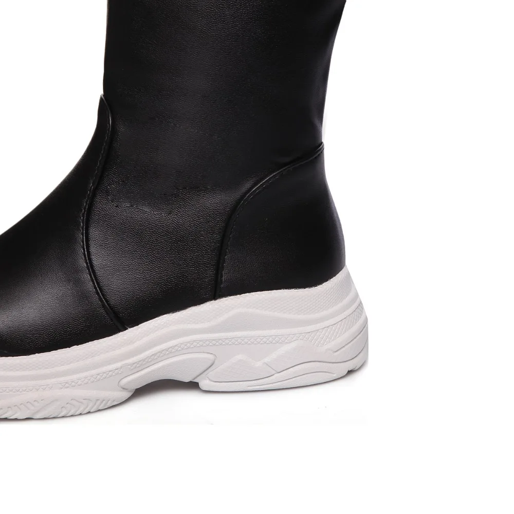 2018 Мода Клин Для женщин плюс чувствовал снег сапоги Повседневное кожа до