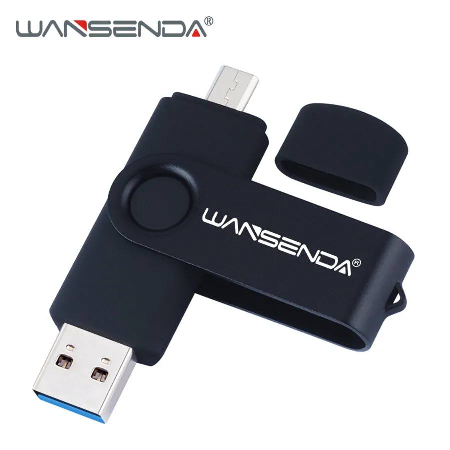 Черный Usb 3,0 WANSENDA OTG USB флеш-накопитель высокоскоростной флеш-накопитель 16 ГБ 32 ГБ 64 ГБ 128 ГБ 256 ГБ флеш-накопитель 2 в 1 карта памяти Micro USB - Цвет: Черный