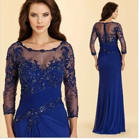 beaded lace navy blue plus size mermaid mother of the bride dresses for weddings chiffon groom godmother dresses gowns