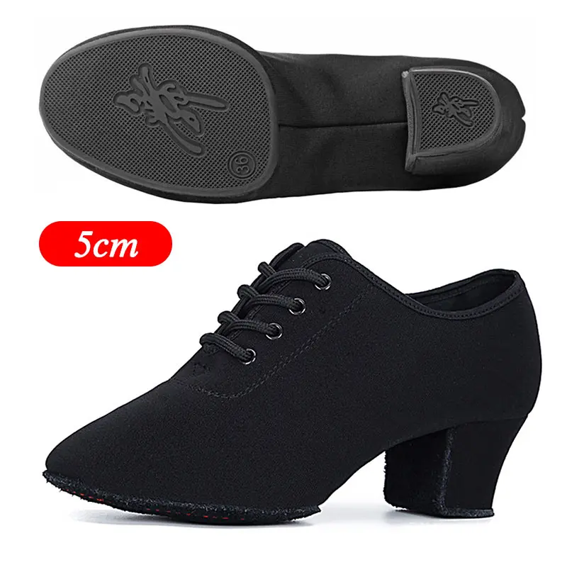 5cm rubber sole Женская обувь для латинских танцев Обувь для танцев на квадратном каблуке 3 см/5 см для девочек, Танго/сальсы, обувь для занятий танцами размеры 34-41, мягкая подошва - Цвет: 5cm rubber sole