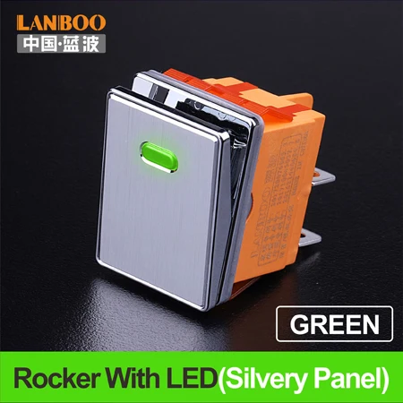 Green(Silvery Panel) LANBOO 16A250VAC DPDT Высококачественная алюминиевая панель Водонепроницаемый кулисный переключатель - Цвет: Green(Silvery Panel)