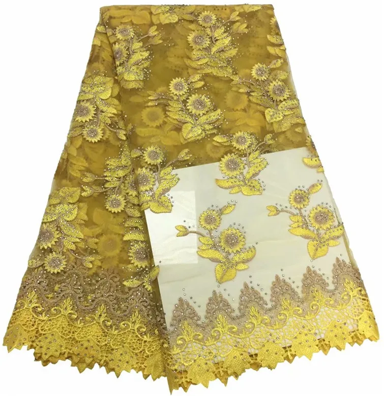 Высокое качество Африканский кружевной ткани Net 2019 французский тюль с камнями в
