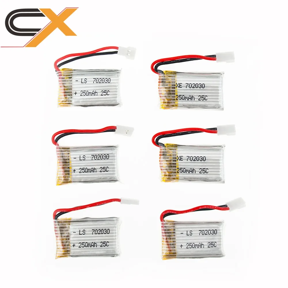 6 шт. 3.7 В 250 мАч 25C Батарея для SYMA X4 X11 Hubsan H107 H107C H107L JD385 JJ1000A H108C U816 WLtoys v966 Мультикоптер