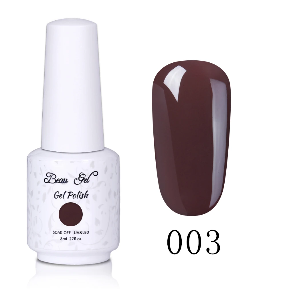 Гель лак для ногтей Beau Gel Коричневая серия кофейных лаков 8 мл отмачиваемые эмалты