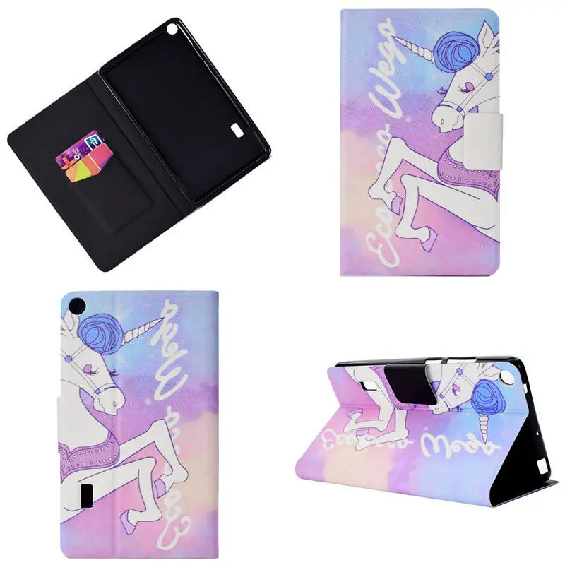 For Huawei Medipad T3 7.0 wifi Case PU front prop stand cover MediaPad BG2-W09 7 Inch Fashion Printed funda case+ Pen | Компьютеры и