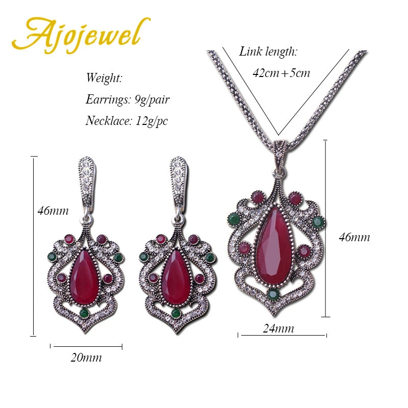 Ajojewel зеленый/красный полимерный камень Винтажные Ювелирные наборы для женщин