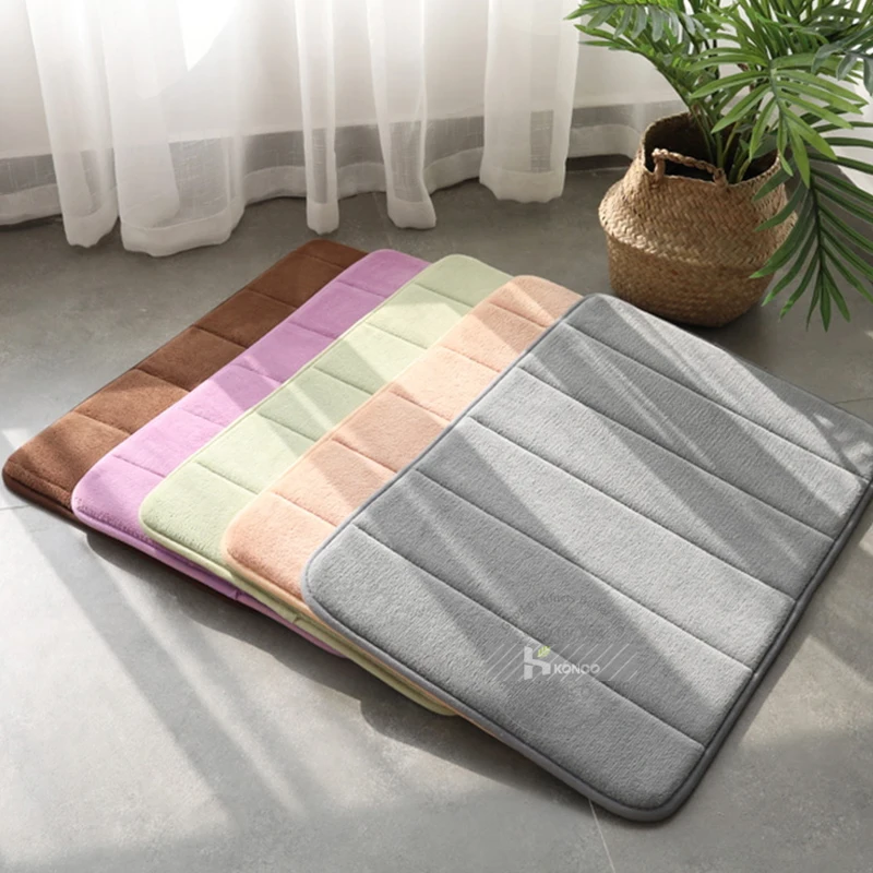 Konco 40*60cm Bath Mat Bathroom Carpet Rug coral fleece Memory Foam Bathroom Mat kitchen Door Floor tapis de bain