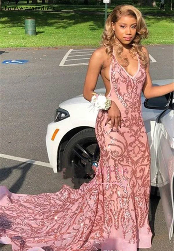 Сексуальные Платья с лямкой на шее для выпускного вечера 2019 Русалка Одежда