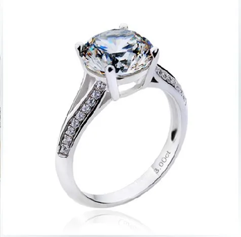Glitter Love 3 Carat Engagement bridal beautiful Jewelry 925 Sterling Silver Diamond Ring White Gold Color | Украшения и