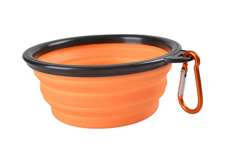 orange Силиконовый складной домашние животные собака чаша Карамельный цвет для путешествий Портативный Щенок Еда контейнер собак подачи воды блюдо миска для питомца - Цвет: orange