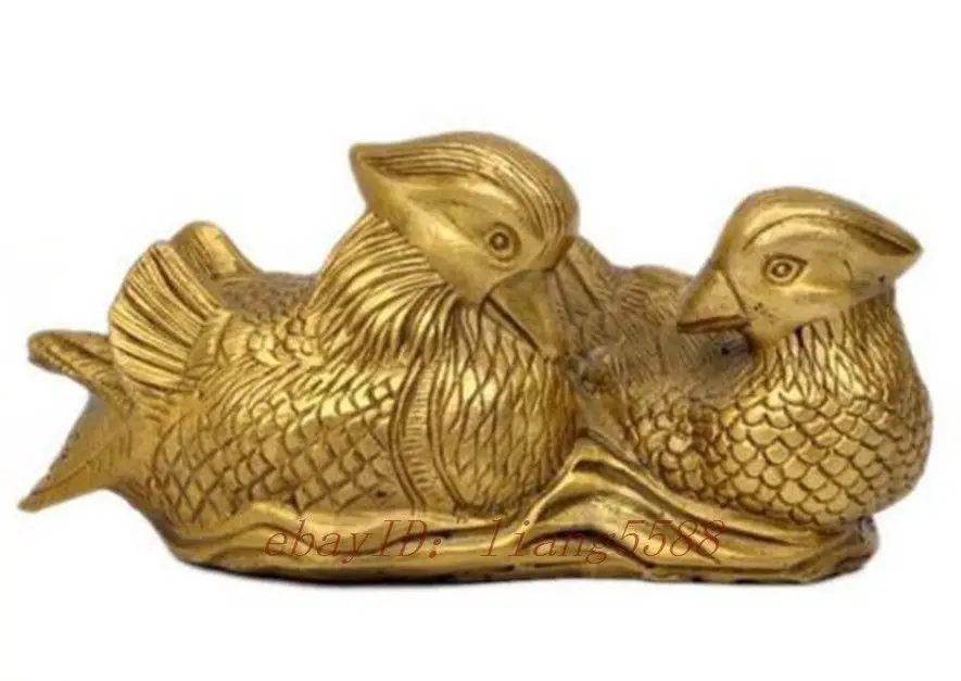 China's rare manual brass couple of mandarin duck statue carving | Дом и сад