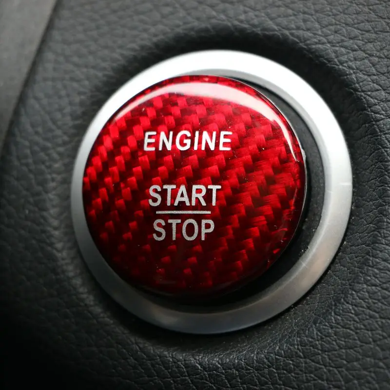Углеродного волокна Start Кнопка остановки двигателя крышка Стикеры зажигания