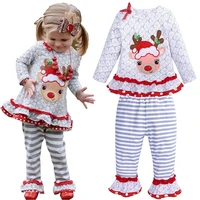 grey baby girls clothes suits christmas deer cute girl jumper trouser 2 pieces clothing sets elk children blouse pants outfits
