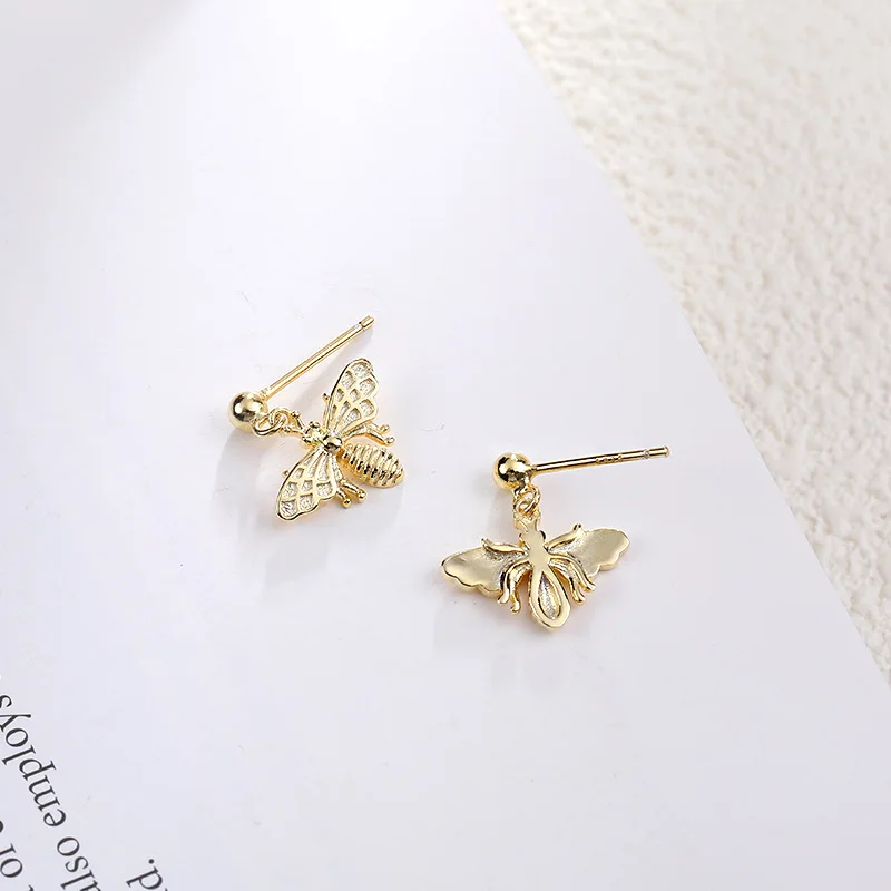 Semulem Tiny Bee простые женские серьги из натуральной 925 Серебряный Модный Ювелирные